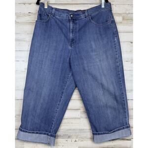 Gloria Vanderbilt Amanda Denim Capri Womens 14 Straight Stretch High Rise Cuffed